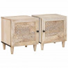 Szafka Nocna 2 pcs Beżowy 40 x 33 x 46 cm Lite drewno akacjowe