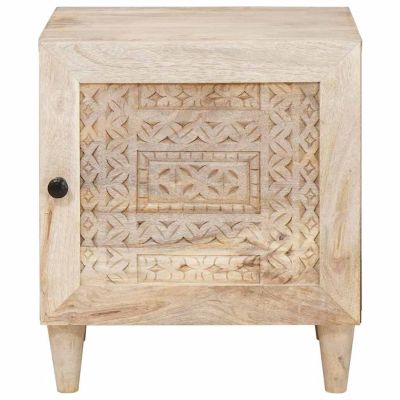Szafka Nocna 2 pcs Beżowy 40 x 33 x 46 cm Lite drewno akacjowe