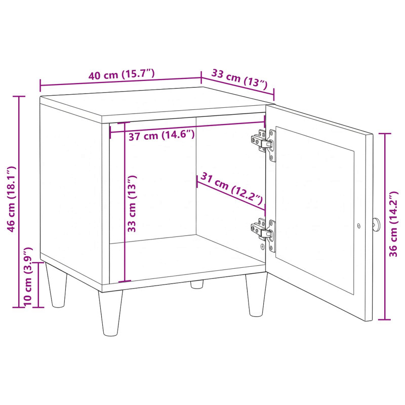 Szafka Nocna 2 pcs Beżowy 40 x 33 x 46 cm Lite drewno akacjowe