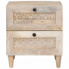 Szafka Nocna 2 pcs Beżowy 40 x 33 x 46 cm Lite drewno akacjowe