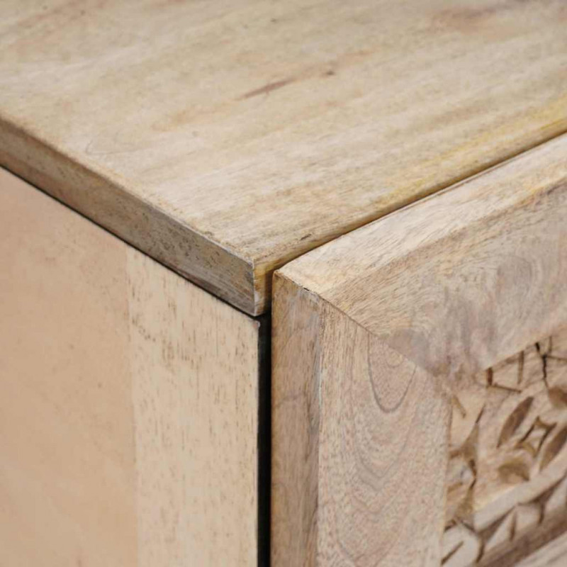 Szafka Nocna 2 pcs Beżowy 40 x 33 x 46 cm Lite drewno akacjowe