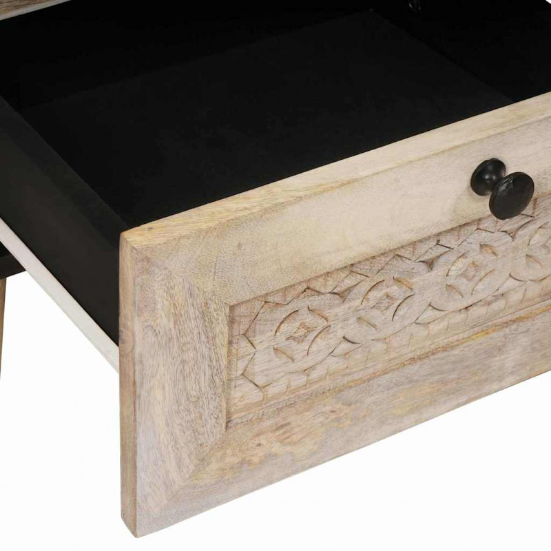 Szafka Nocna 2 pcs Beżowy 40 x 33 x 46 cm Lite drewno akacjowe