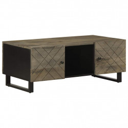 Stolik kawowy, czarny, 100x54x40 cm, lite drewno mango