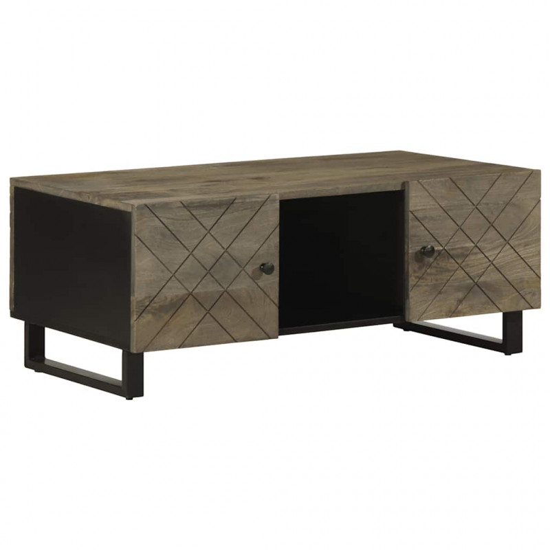 Stolik kawowy, czarny, 100x54x40 cm, lite drewno mango