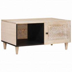 Stolik kawowy Beżowy 80 x 50 x 40 cm Lite drewno akacjowe