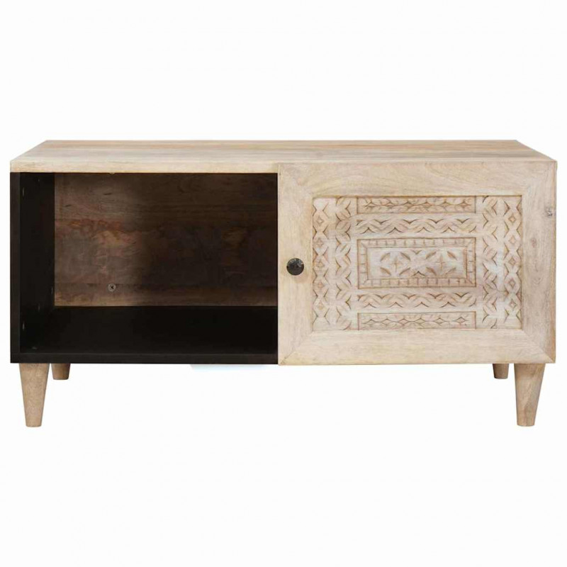 Stolik kawowy Beżowy 80 x 50 x 40 cm Lite drewno akacjowe
