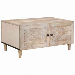 Stolik kawowy Beżowy 80 x 50 x 40 cm Lite drewno akacjowe