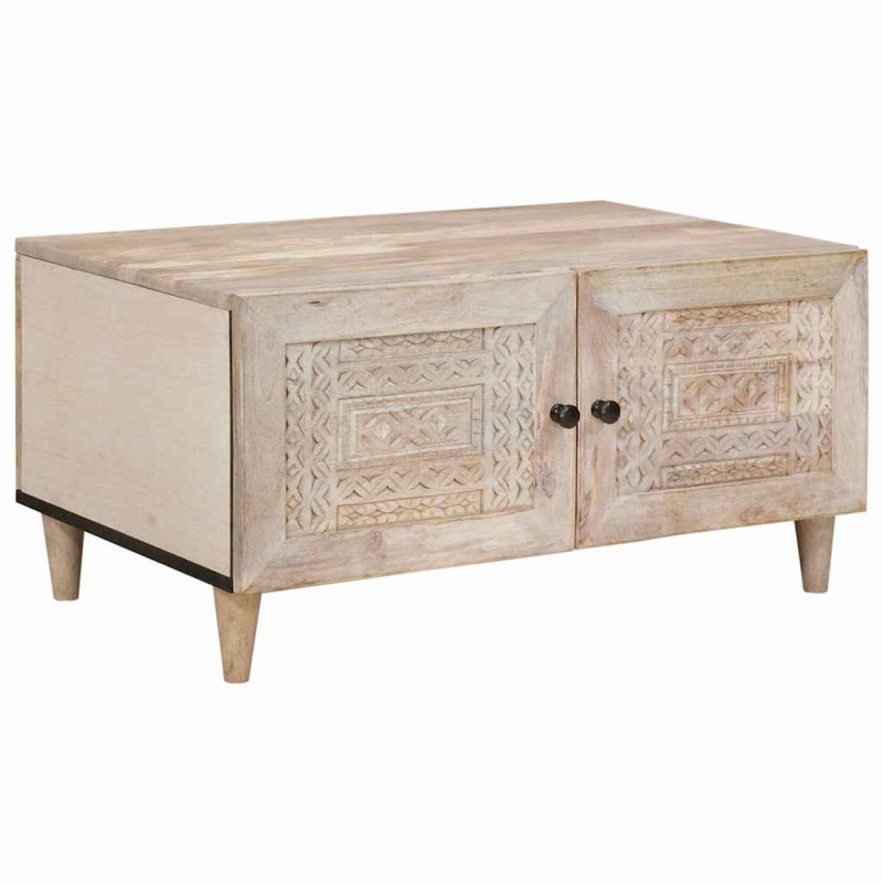 Stolik kawowy Beżowy 80 x 50 x 40 cm Lite drewno akacjowe
