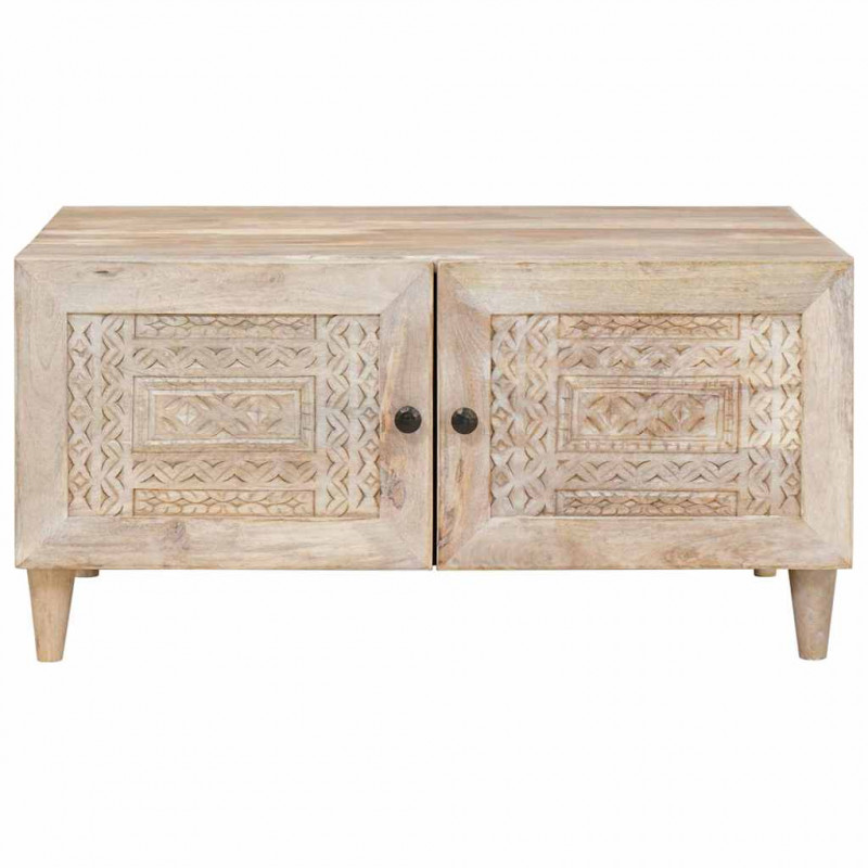 Stolik kawowy Beżowy 80 x 50 x 40 cm Lite drewno akacjowe