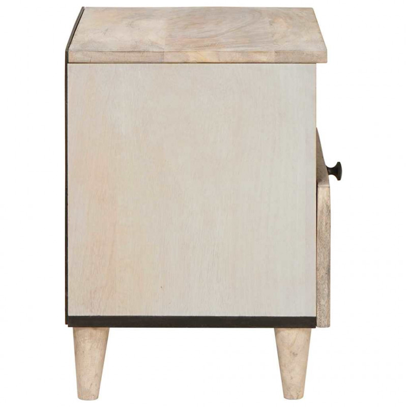 Szafka Nocna Beżowy 40 x 33 x 46 cm Lite drewno akacjowe