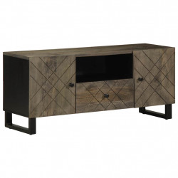 Szafka pod telewizor, czarna, 105x33x46 cm, lite drewno mango
