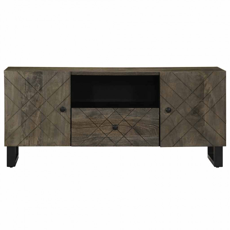 Szafka pod telewizor, czarna, 105x33x46 cm, lite drewno mango