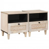 Szafka Nocna 2 pcs Beżowy 40 x 33 x 46 cm Lite drewno akacjowe