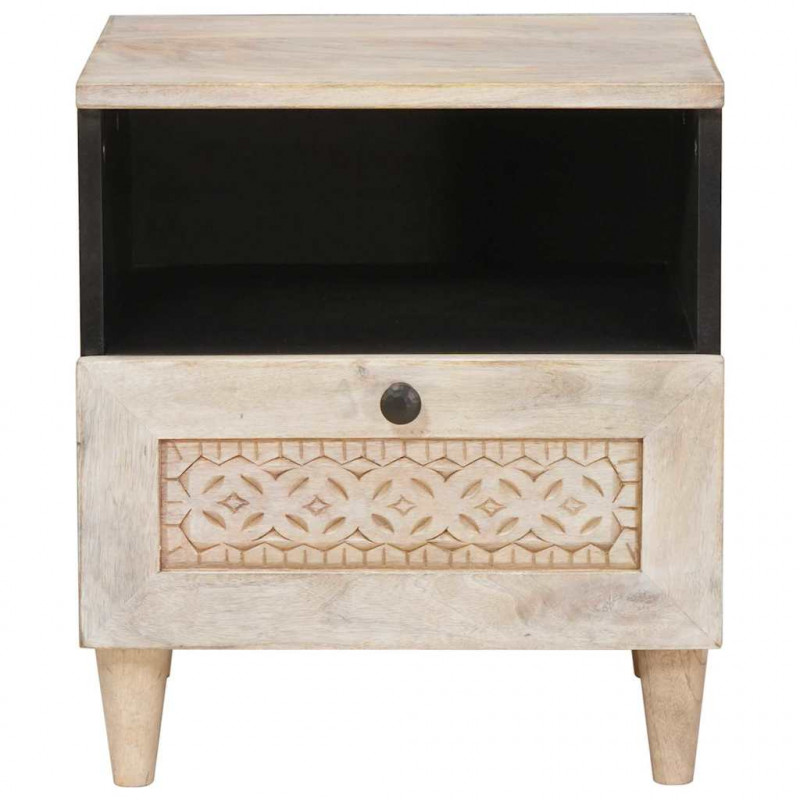 Szafka Nocna 2 pcs Beżowy 40 x 33 x 46 cm Lite drewno akacjowe