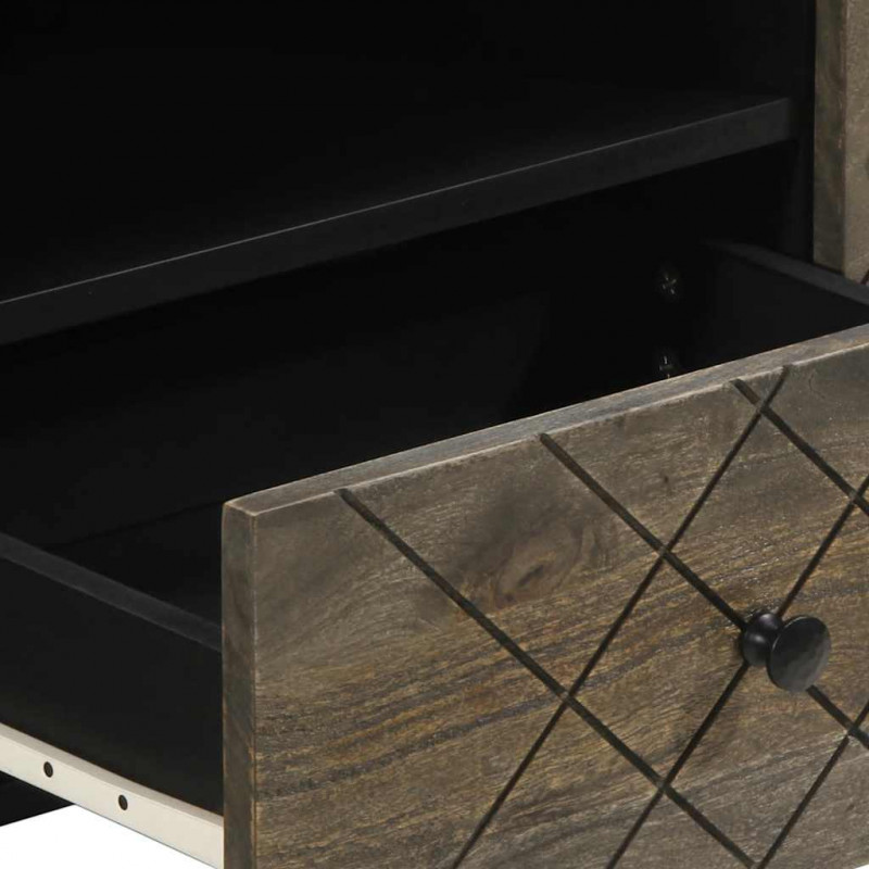 Szafka pod telewizor, czarna, 105x33x46 cm, lite drewno mango