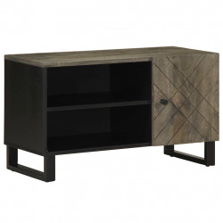 Szafka pod telewizor, czarna, 80x33x46 cm, lite drewno mango