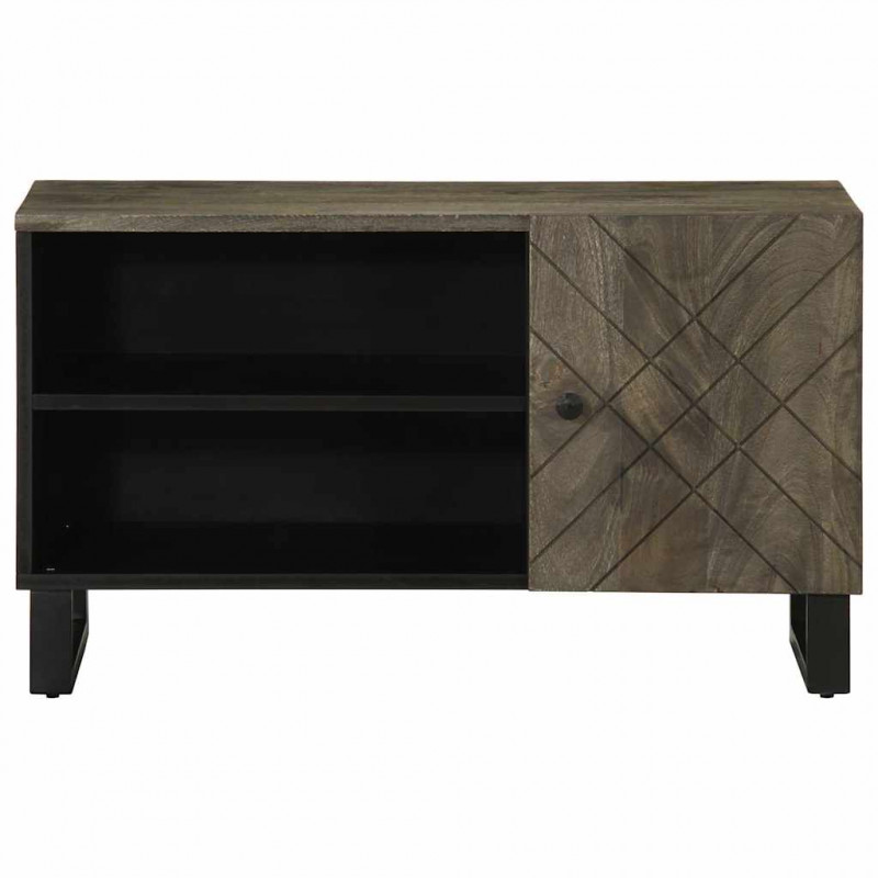 Szafka pod telewizor, czarna, 80x33x46 cm, lite drewno mango