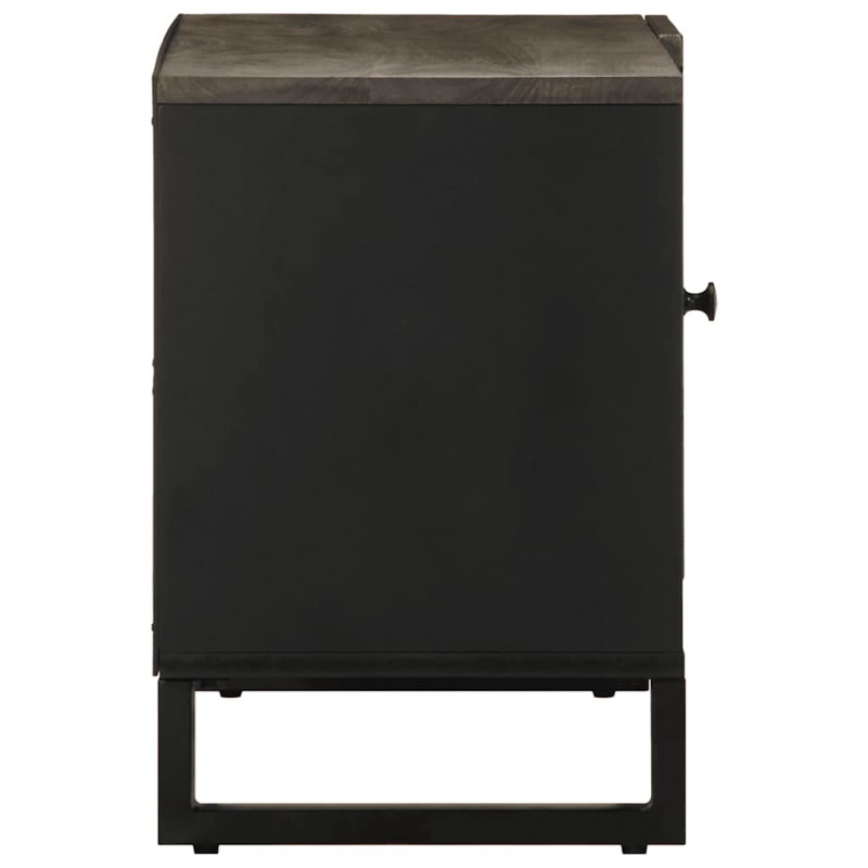 Szafka pod telewizor, czarna, 80x33x46 cm, lite drewno mango