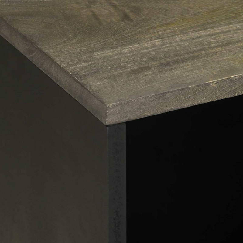 Szafka pod telewizor, czarna, 80x33x46 cm, lite drewno mango