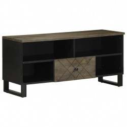Szafka pod telewizor, czarna, 100x33x46 cm, lite drewno mango