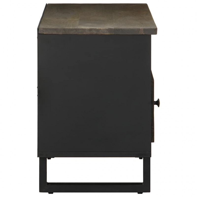 Szafka pod telewizor, czarna, 100x33x46 cm, lite drewno mango