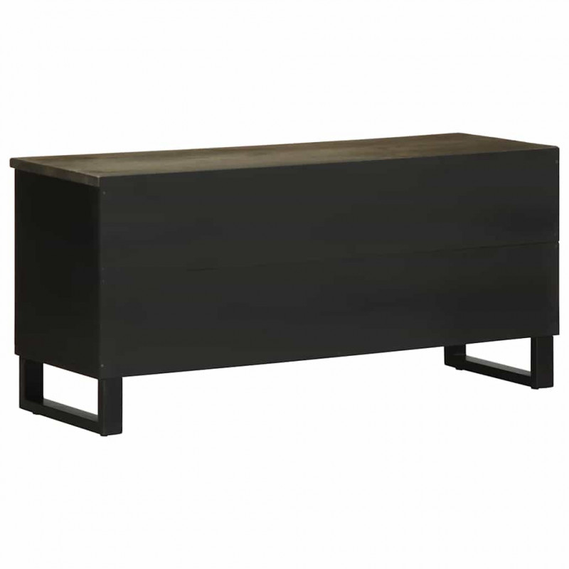 Szafka pod telewizor, czarna, 100x33x46 cm, lite drewno mango