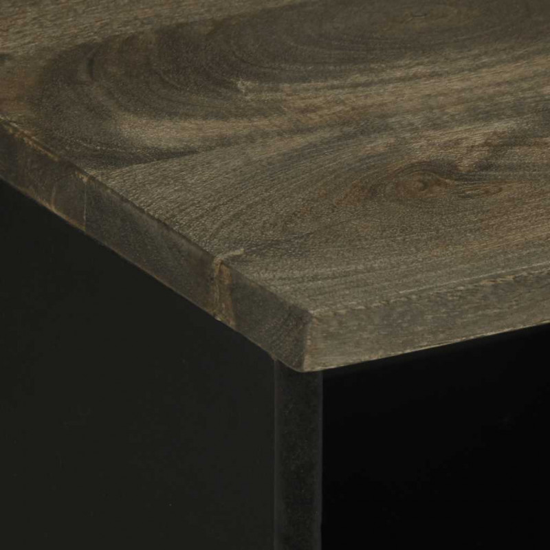 Szafka pod telewizor, czarna, 100x33x46 cm, lite drewno mango