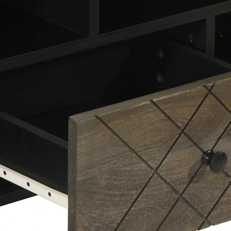 Szafka pod telewizor, czarna, 100x33x46 cm, lite drewno mango