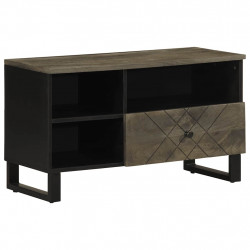 Szafka pod telewizor, czarna, 80x33x46 cm, lite drewno mango