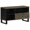 Szafka pod telewizor, czarna, 80x33x46 cm, lite drewno mango