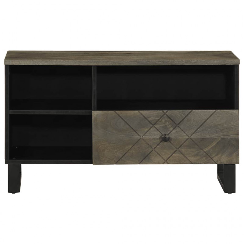 Szafka pod telewizor, czarna, 80x33x46 cm, lite drewno mango