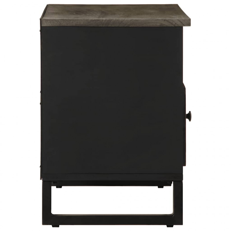 Szafka pod telewizor, czarna, 80x33x46 cm, lite drewno mango