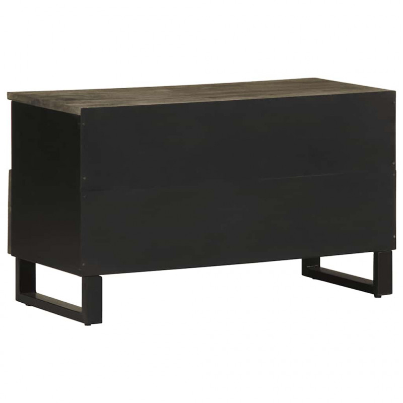 Szafka pod telewizor, czarna, 80x33x46 cm, lite drewno mango