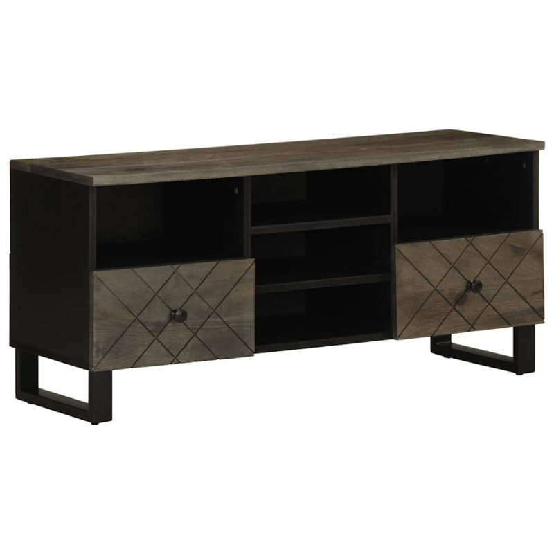 Szafka pod telewizor, czarna, 100x33x46 cm, lite drewno mango