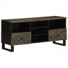 Szafka pod telewizor, czarna, 100x33x46 cm, lite drewno mango