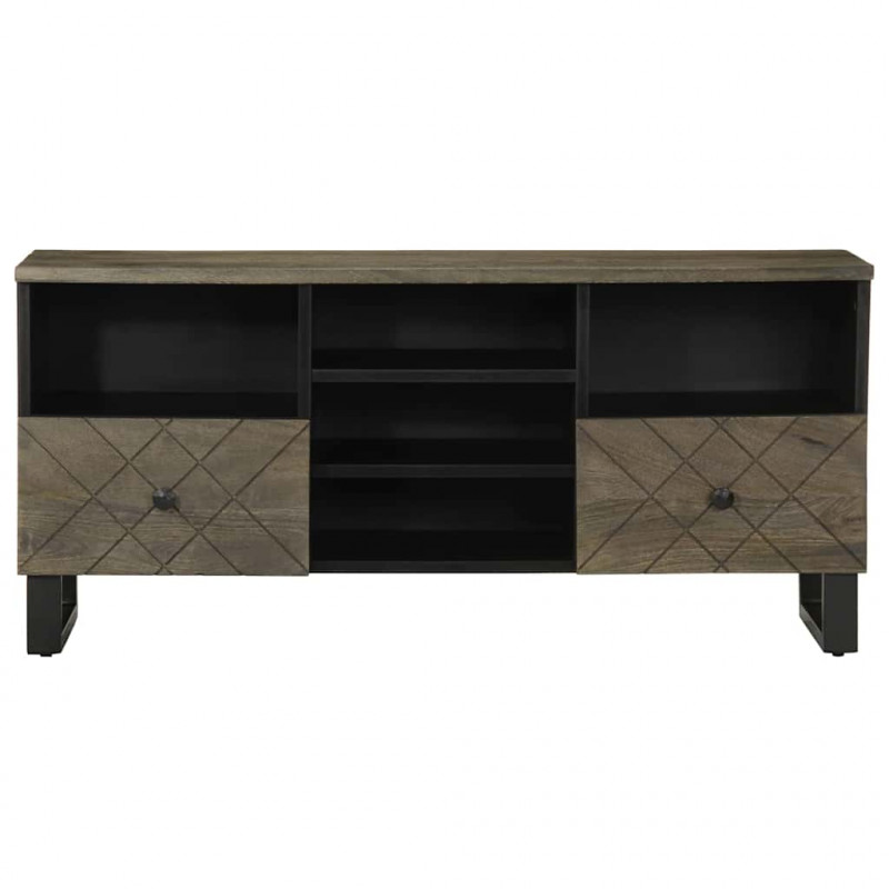 Szafka pod telewizor, czarna, 100x33x46 cm, lite drewno mango