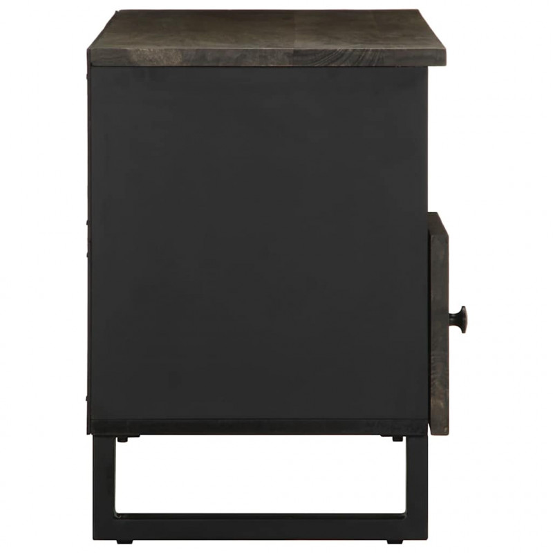 Szafka pod telewizor, czarna, 100x33x46 cm, lite drewno mango