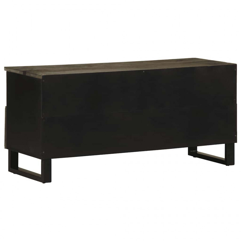 Szafka pod telewizor, czarna, 100x33x46 cm, lite drewno mango