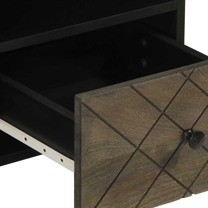 Szafka pod telewizor, czarna, 100x33x46 cm, lite drewno mango