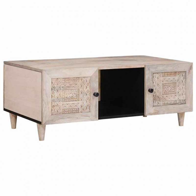 Stolik kawowy Beżowy 100 x 54 x 40 cm Lite drewno akacjowe