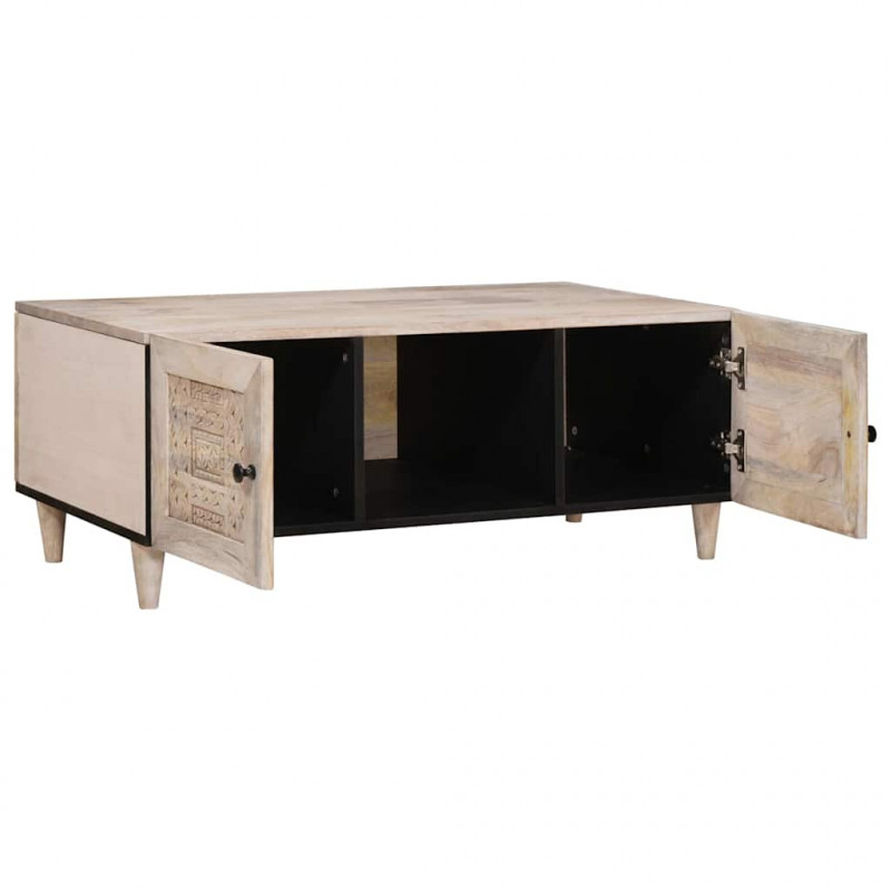 Stolik kawowy Beżowy 100 x 54 x 40 cm Lite drewno akacjowe