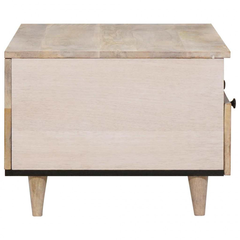 Stolik kawowy Biały 80 x 54 x 40 cm Lite drewno akacjowe