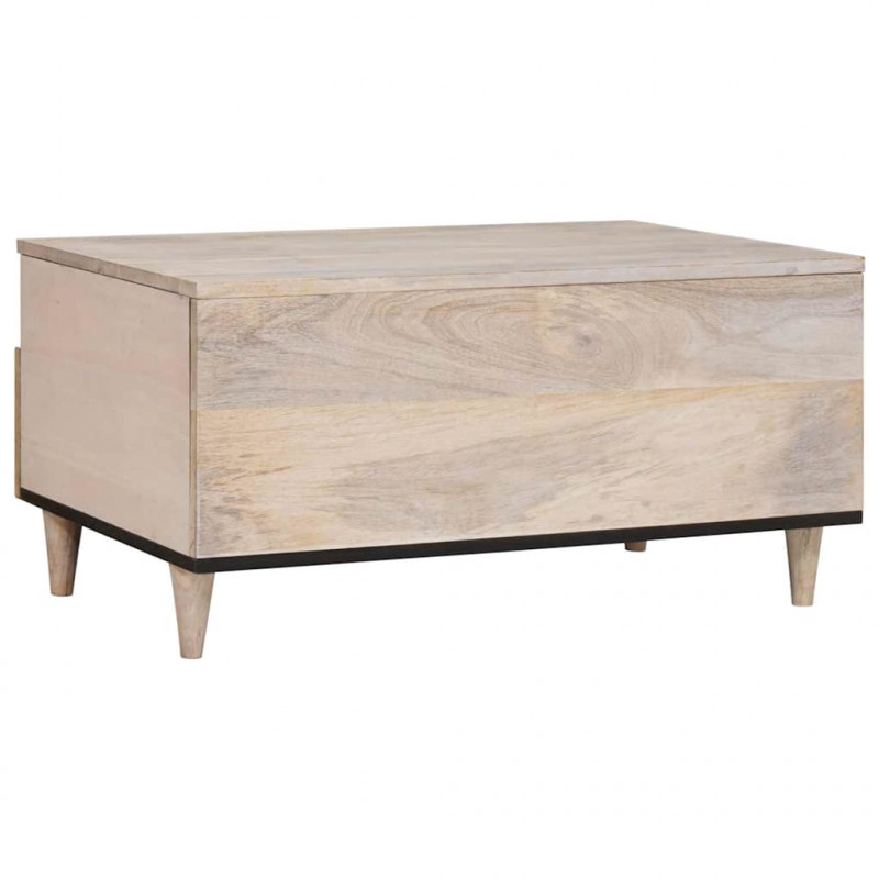 Stolik kawowy Biały 80 x 54 x 40 cm Lite drewno akacjowe