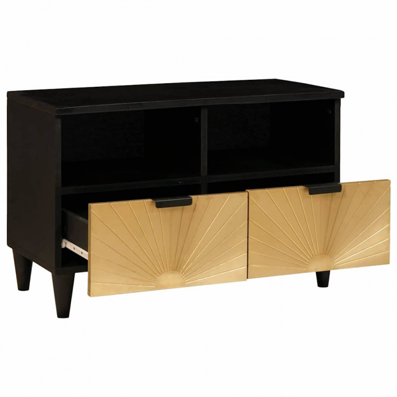 Szafka pod telewizor z szufladą Czarny i złoto 70 x 33 x 46 cm