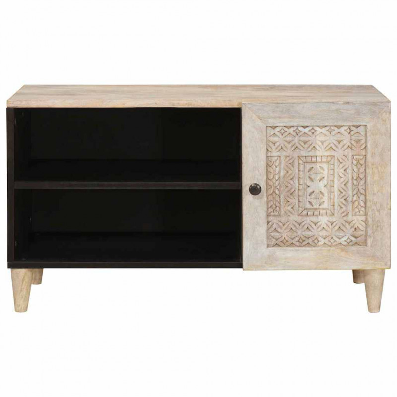Jednostki telewizyjne z półką z drzwiami Biały 80 x 33 x 46 cm