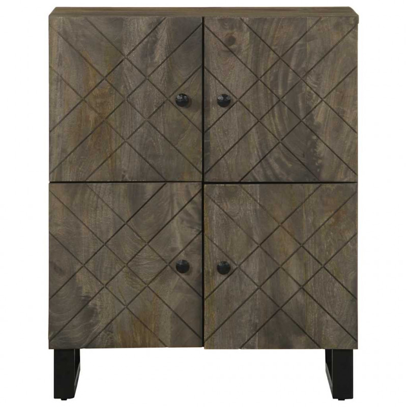 Szafka, czarna, 60x33x75 cm, lite drewno mango