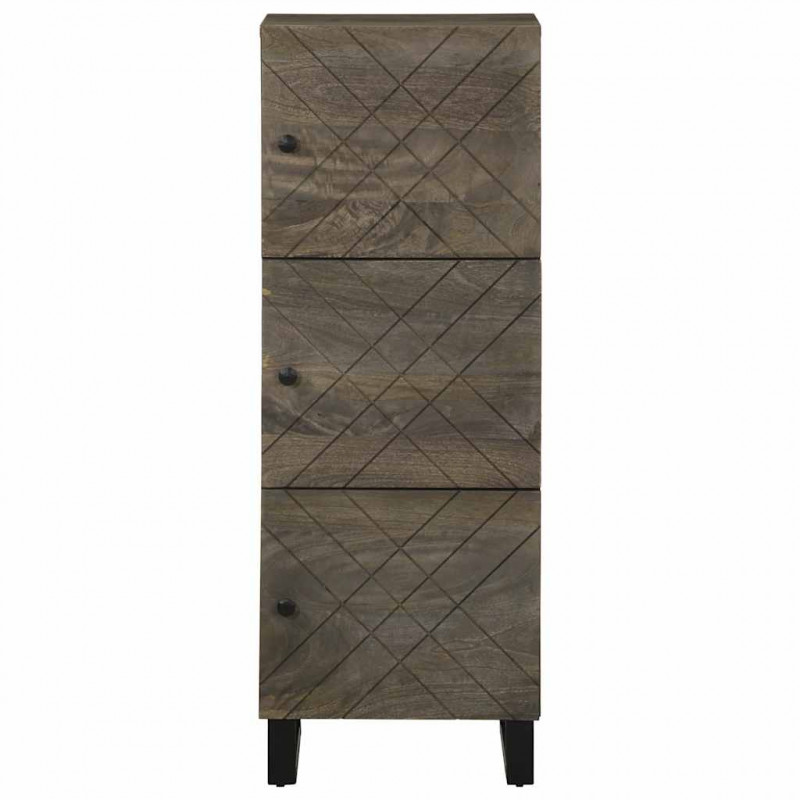 Szafka, czarna, 40x33x110 cm, lite drewno mango