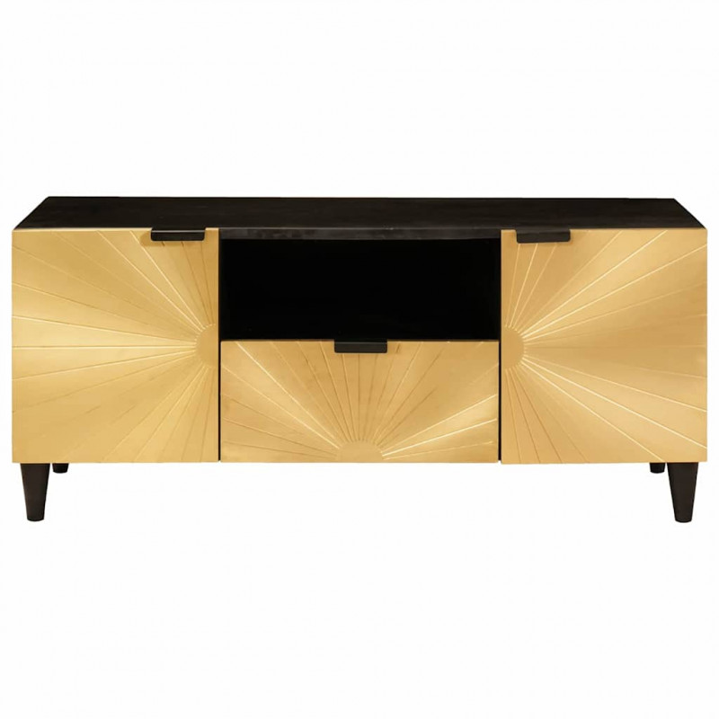 Szafka pod telewizor z szufladą Czarny i złoto 105 x 33 x 46 cm