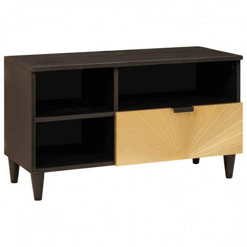 Szafka pod telewizor z szufladą Czarny i złoto 80 x 33 x 46 cm