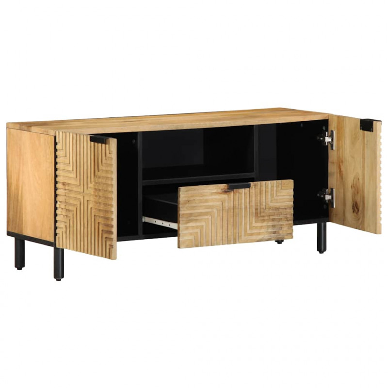 Szafka RTV Brązowa 105x33x46 cm Drewno lite Mango
